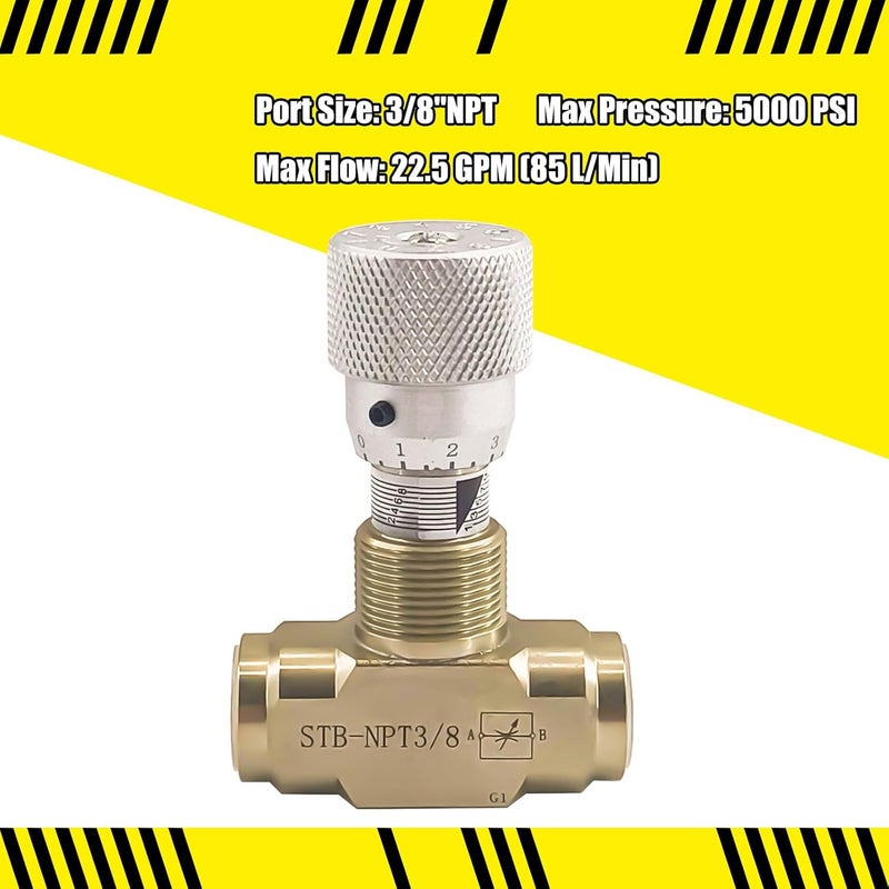 LOSTAR Straight Flow Control Needle Valve for Hydraulic System, Heavy-Duty Carbon Steel Pressure Fittings with 3/8" NPT Connection and Rotatable Knob - Image 3